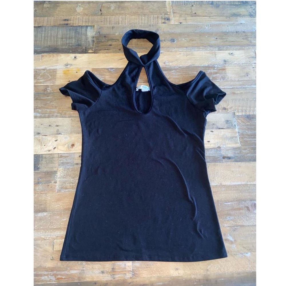 black top with choker and keyhole details
